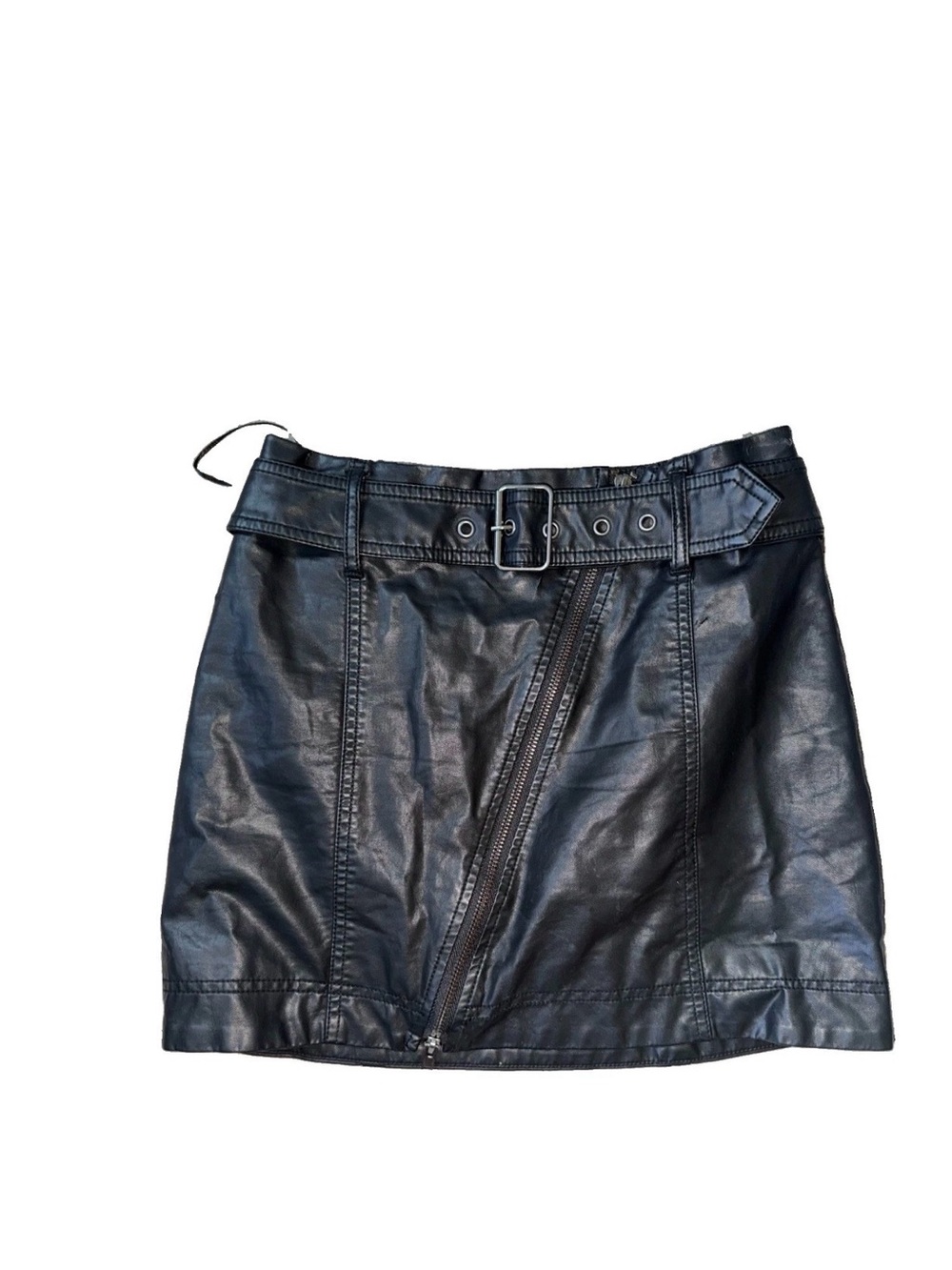 free people mini skirt Sz 0 Belt Faux Leather Biker , Gothic Minimalist - Picture 4 of 10
